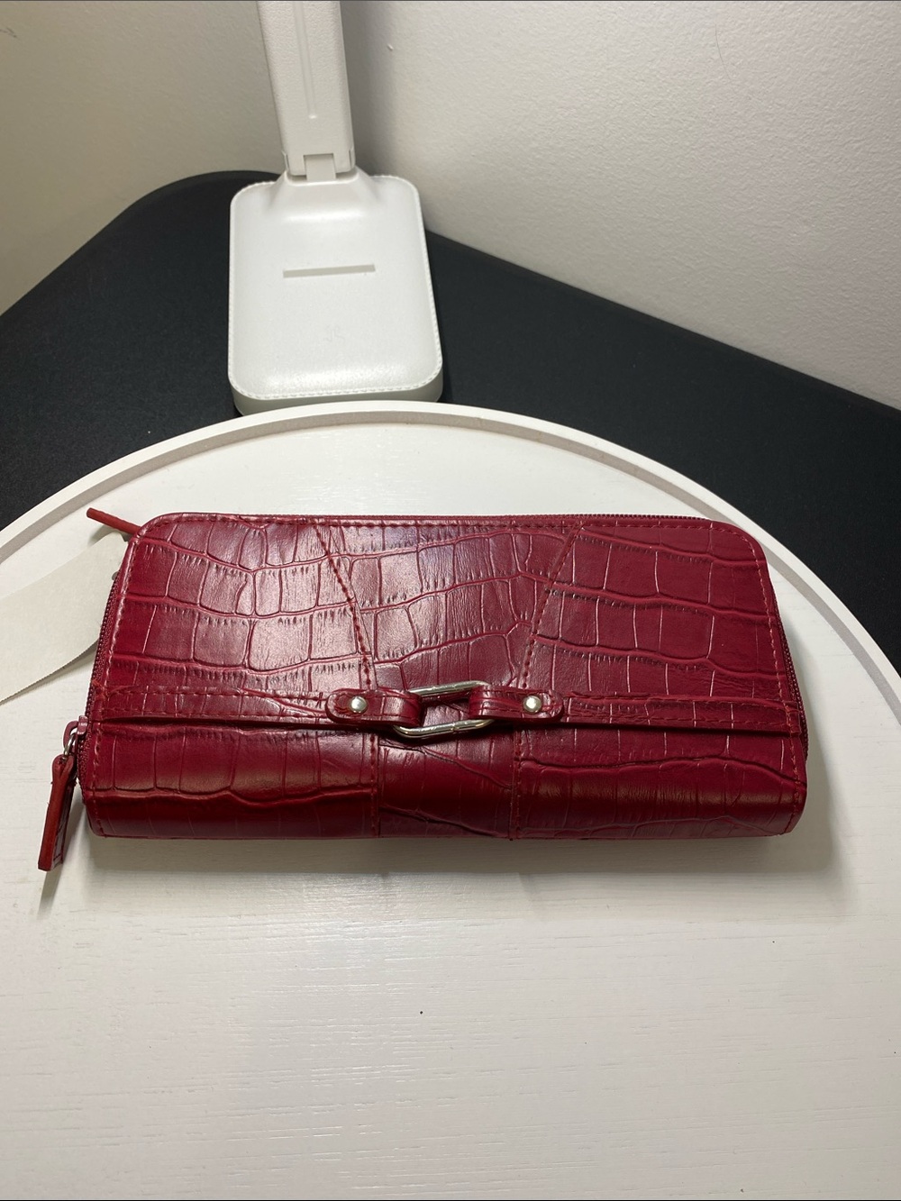4 for $25 - Vintage Faux Croc-Embossed Red Zip-Around Wallet, NWT